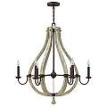 Lampadario Industrial Nordico Middlefield Acciaio Ferro Ruggine Legno 6 Luci E14 HK-MIDDLEFIELD6