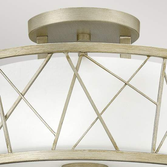 Lampadario Contemporaneo Nest Metallo Foglia Argento Vetro 3 Luci E27 HK-NEST-SF-SL