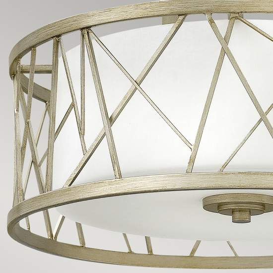 Lampadario Contemporaneo Nest Metallo Foglia Argento Vetro 3 Luci E27 HK-NEST-SF-SL