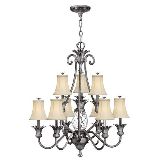 Lampadario Contemporaneo Plantation Acciaio Nichel Antico Vetro 10 Luci E14 HK-PLANT10-PL