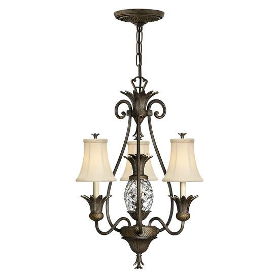 Lampadario Contemporaneo Plantation In Acciaio Bronzo Perlato Vetro 4 Luci E14 HK-PLANT3-PZ