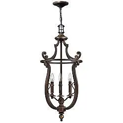 Lampadario Classico Plymouth Acciaio Bronzo Antico 4 Luci E14