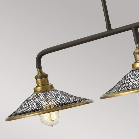Lampadario Vintage Rigby Acciaio Bronzo Buckeye 3 Luci E27 HK-RIGBY-ISLE-KZ