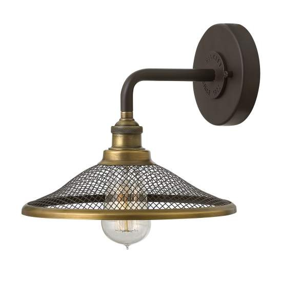 Appliques - Lampade Da Parete Vintage Rigby Acciaio Bronzo Buckeye 1 Luce E27 HK-RIGBY1-KZ