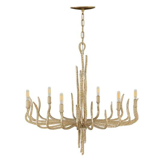Lampadario Industrial Nordico Spyre Acciaio Oro Champagne 6 Luci E14 HK-SPYRE6C-CPG