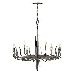 Lampadario Industrial Nordico Spyre Acciaio Bronzo Metallizzato Opaco 6 Luci E14