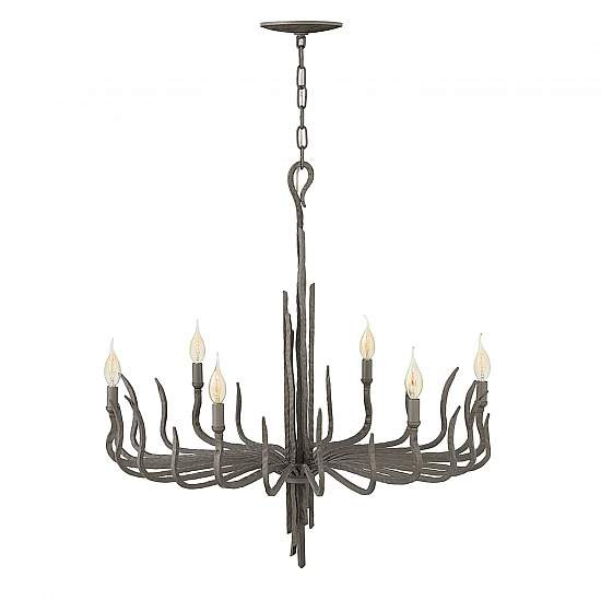 Lampadario Industrial Nordico Spyre Acciaio Bronzo Metallizzato Opaco 6 Luci E14 HK-SPYRE6C-MMB
