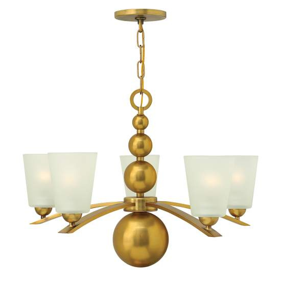 Lampadario Contemporaneo Zelda Acciaio Ottone Vintage Vetro 5 Luci E27 HK-ZELDA5-VS
