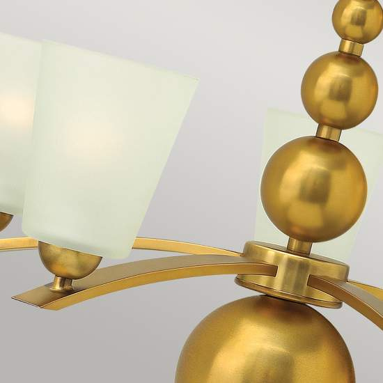 Lampadario Contemporaneo Zelda Acciaio Ottone Vintage Vetro 5 Luci E27 HK-ZELDA5-VS