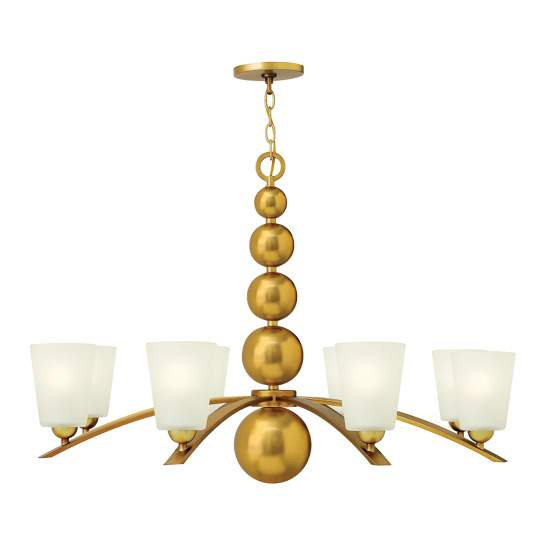 Lampadario Contemporaneo Zelda Acciaio Ottone Vintage Vetro 8 Luci E27 HK-ZELDA8-VS