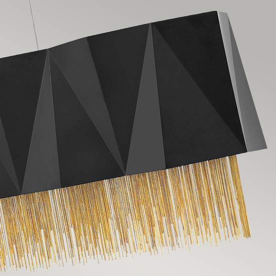Lampadario Contemporaneo Zuma Acciaio Nero Satinato Oro 6 Luci E27 HK-ZUMA-ISLE-SBG