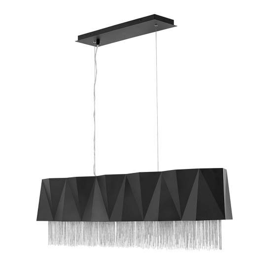 Lampadario Contemporaneo Zuma Acciaio Nero Satinato Argento 6 Luci E27 HK-ZUMA-ISLE-SBS