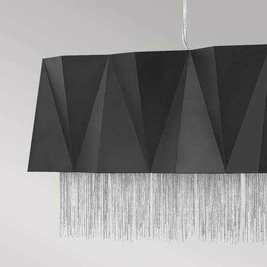 Lampadario Contemporaneo Zuma Acciaio Nero Satinato Argento 6 Luci E27 HK-ZUMA-ISLE-SBS