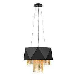 Lampadario Contemporaneo Zuma In Acciaio Nero Satinato Oro 6 Luci E27