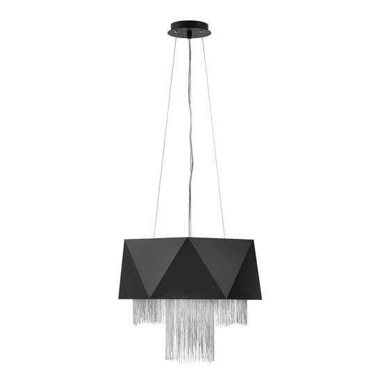 Lampadario Contemporaneo Zuma In Acciaio Nero Satinato Argento 6 Luci E27 HK-ZUMA6-SBS