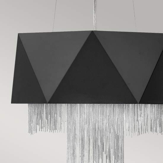Lampadario Contemporaneo Zuma In Acciaio Nero Satinato Argento 6 Luci E27 HK-ZUMA6-SBS