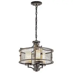 Lampadario Contemporaneo Ahrendale Ferro Incudine Vetro 3 Luci E27