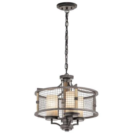 Lampadario Contemporaneo Ahrendale Ferro Incudine Vetro 3 Luci E27 KL-AHRENDALE3