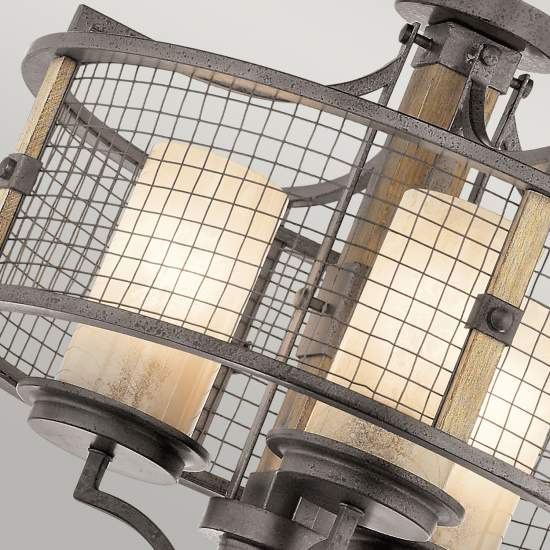 Lampadario Contemporaneo Ahrendale Ferro Incudine Vetro 3 Luci E27 KL-AHRENDALE3