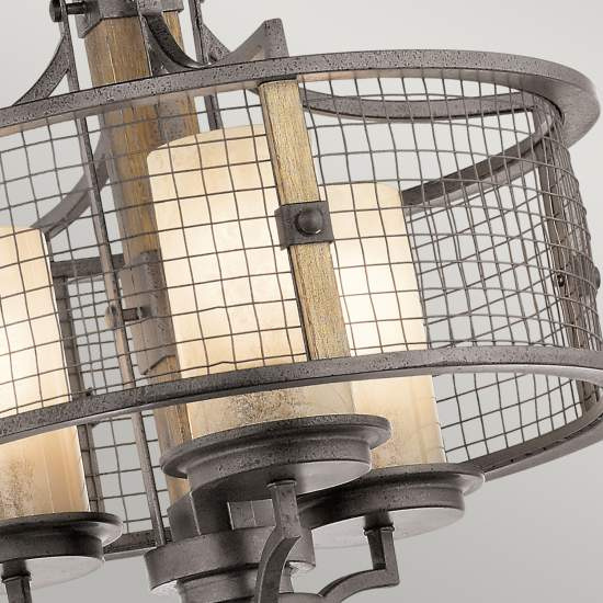 Lampadario Contemporaneo Ahrendale Ferro Incudine Vetro 3 Luci E27 KL-AHRENDALE3