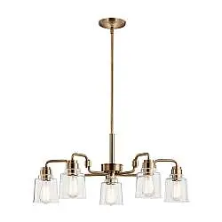 Lampadario Contemporaneo Aivian Acciaio Ottone Anticato 5 Luci E27
