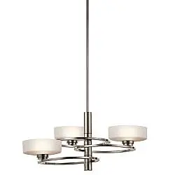 Lampadario Contemporaneo Aleeka Alluminio Peltro Classico Vetro 3 Luci G9 3 Led