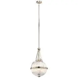 Lampadario Contemporaneo Aster Vetro Nichel Lucido 3 Luci E14