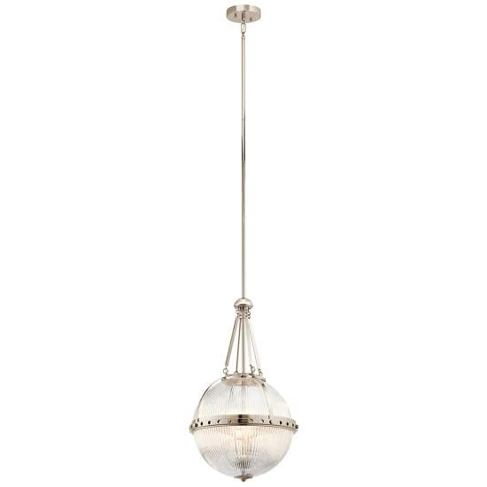 Lampadario Contemporaneo Aster Vetro Nichel Lucido 3 Luci E14 KL-ASTER-P-PN