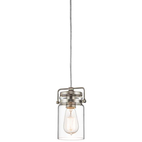 Sospensione Contemporanea Brinley Acciaio Nichel Spazzolato Vetro 1 Luce E27 KL-BRINLEY-MP-NI
