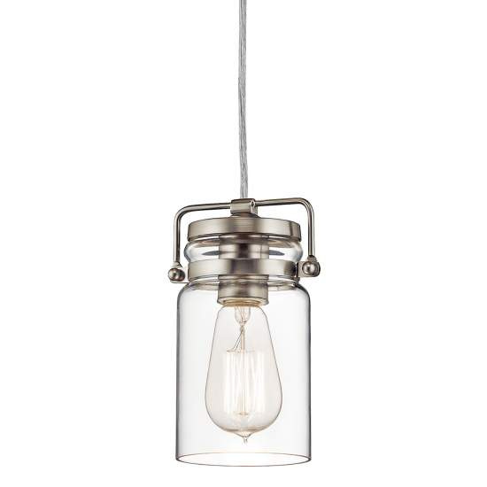 Sospensione Contemporanea Brinley Acciaio Nichel Spazzolato Vetro 1 Luce E27 KL-BRINLEY-MP-NI