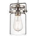 Sospensione Contemporanea Brinley Acciaio Nichel Spazzolato Vetro 1 Luce E27 KL-BRINLEY-MP-NI