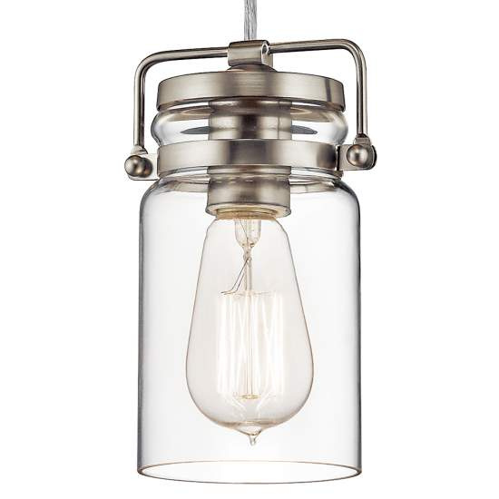 Sospensione Contemporanea Brinley Acciaio Nichel Spazzolato Vetro 1 Luce E27 KL-BRINLEY-MP-NI