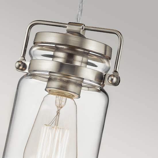 Sospensione Contemporanea Brinley Acciaio Nichel Spazzolato Vetro 1 Luce E27 KL-BRINLEY-MP-NI
