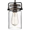 Sospensione Contemporanea Brinley Acciaio Bronzo Antico Vetro 1 Luce E27 KL-BRINLEY-MP-OZ