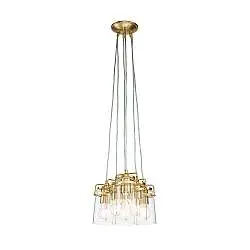 Lampadario Contemporaneo Brinley Acciaio Ottone Spazzolato 6 Luci E27