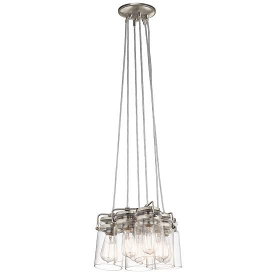 Lampadario Contemporaneo Brinley Acciaio Nichel Spazzolato Vetro 6 Luci E27 KL-BRINLEY6-NI