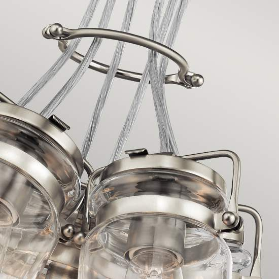 Lampadario Contemporaneo Brinley Acciaio Nichel Spazzolato Vetro 6 Luci E27 KL-BRINLEY6-NI