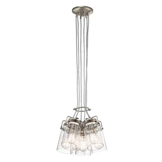 Lampadario Contemporaneo Brinley Acciaio Nichel Spazzolato Vetro 6 Luci E27 KL-BRINLEY6-NI