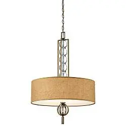 Lampadario Contemporaneo Celestial In Legno Bronzo Cambridge Tessuto 3 Luci E27