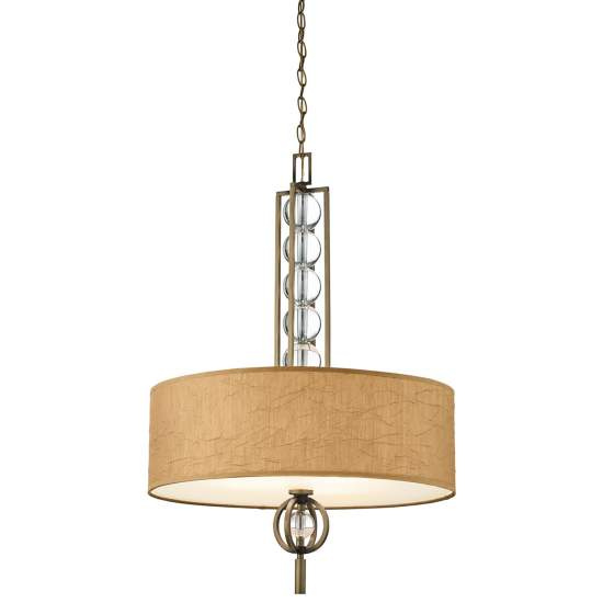 Lampadario Contemporaneo Celestial In Legno Bronzo Cambridge Tessuto 3 Luci E27 KL-CELESTIAL-3P