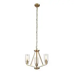 Lampadario Contemporaneo Deryn Acciaio Ottone Naturale 3 Luci E27