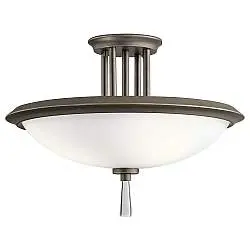 Lampada A Soffitto Contemporanea Dreyfus Acciaio Bronzo Antico Vetro 3 Luci E27
