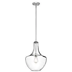 Sospensione Contemporanea Everly Acciaio Cromo Vetro 1 Luce E27