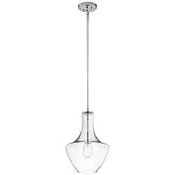 Sospensione Contemporanea Everly Acciaio Vetro 1 Luce E27