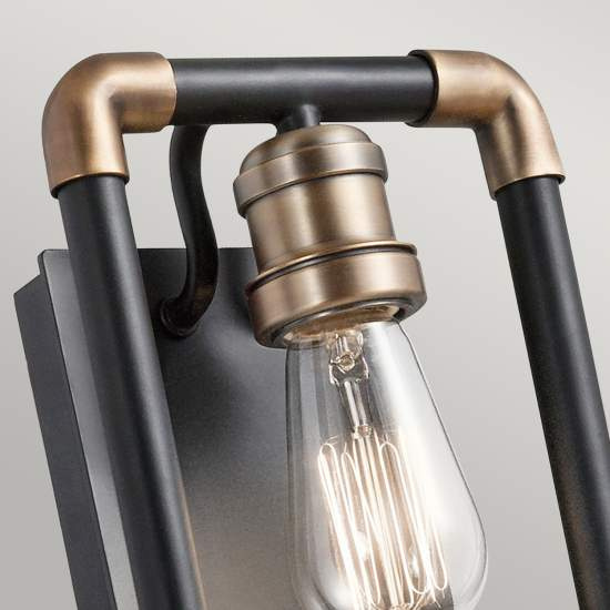 Applique Industrial Nordico Imahn Acciaio Nero Ottone 1 Luce E27 KL-IMAHN1