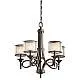 Lampadario Contemporaneo Lacey Acciaio Bronzo Antico Tessuto 5 Luci E14