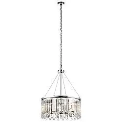 Lampadario Contemporaneo Piper Acciaio Cromo Lucido 6 Luci E14