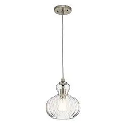 Sospensione Contemporanea Riviera In Acciaio Nichel Spazzolato Vetro 1 Luce E27