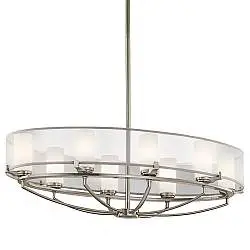 Lampadario Contemporaneo Saldana Metallo Peltro Classico Tessuto 8 Luci G9 3 Led