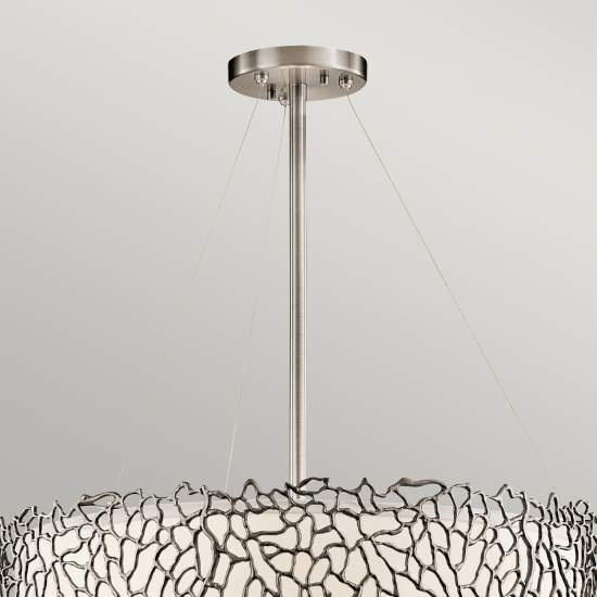 Lampadario Contemporaneo Silver Coral Metallo Peltro Classico Vetro 4 Luci E27 KL-SILVER-CORAL-P-B